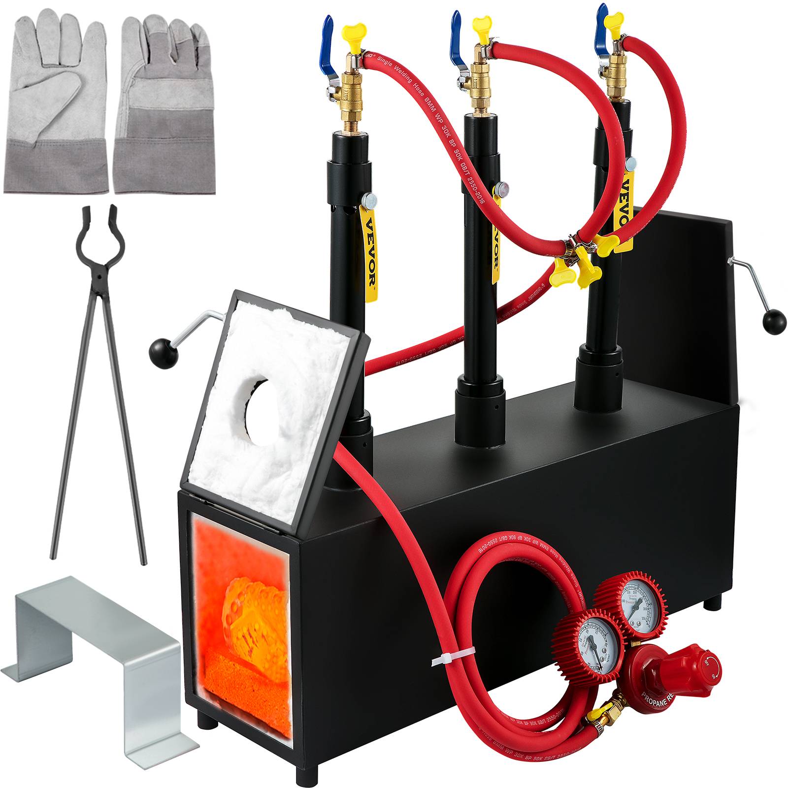 Vevor - VEVOR Forge à Gaz Propane 15 L, Four de Fusion Portable avec 3 Brûleurs, 230 kWh, pour Forgeage Métaux.