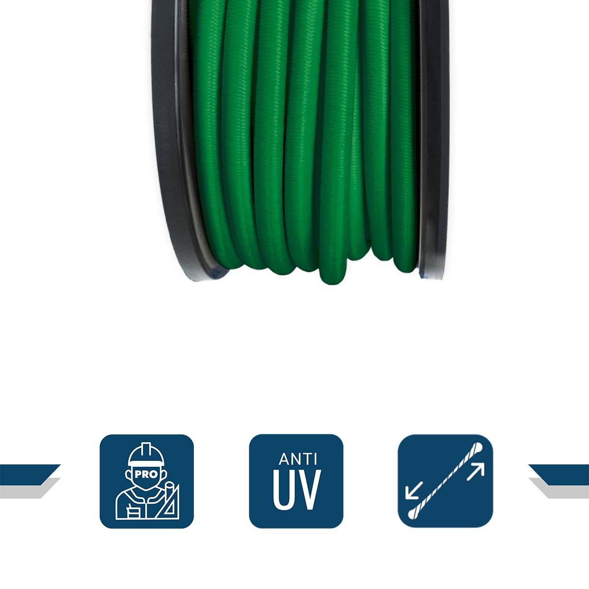 Sandow élastique Vert 25 mètres 9SW - Qualité PRO - Tendeur pour bâche de diamètre 9 mm TECPLAST - Imagen 3