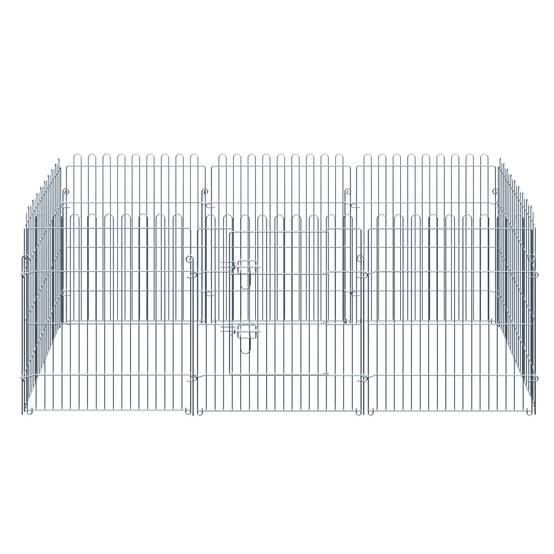 Clôture pliante pour chien en 8 parties, 63 x 76 cm, avec 1 portillon et cadre en acier, couleur argent, idéale pour jardin et terrasse. - Image 2
