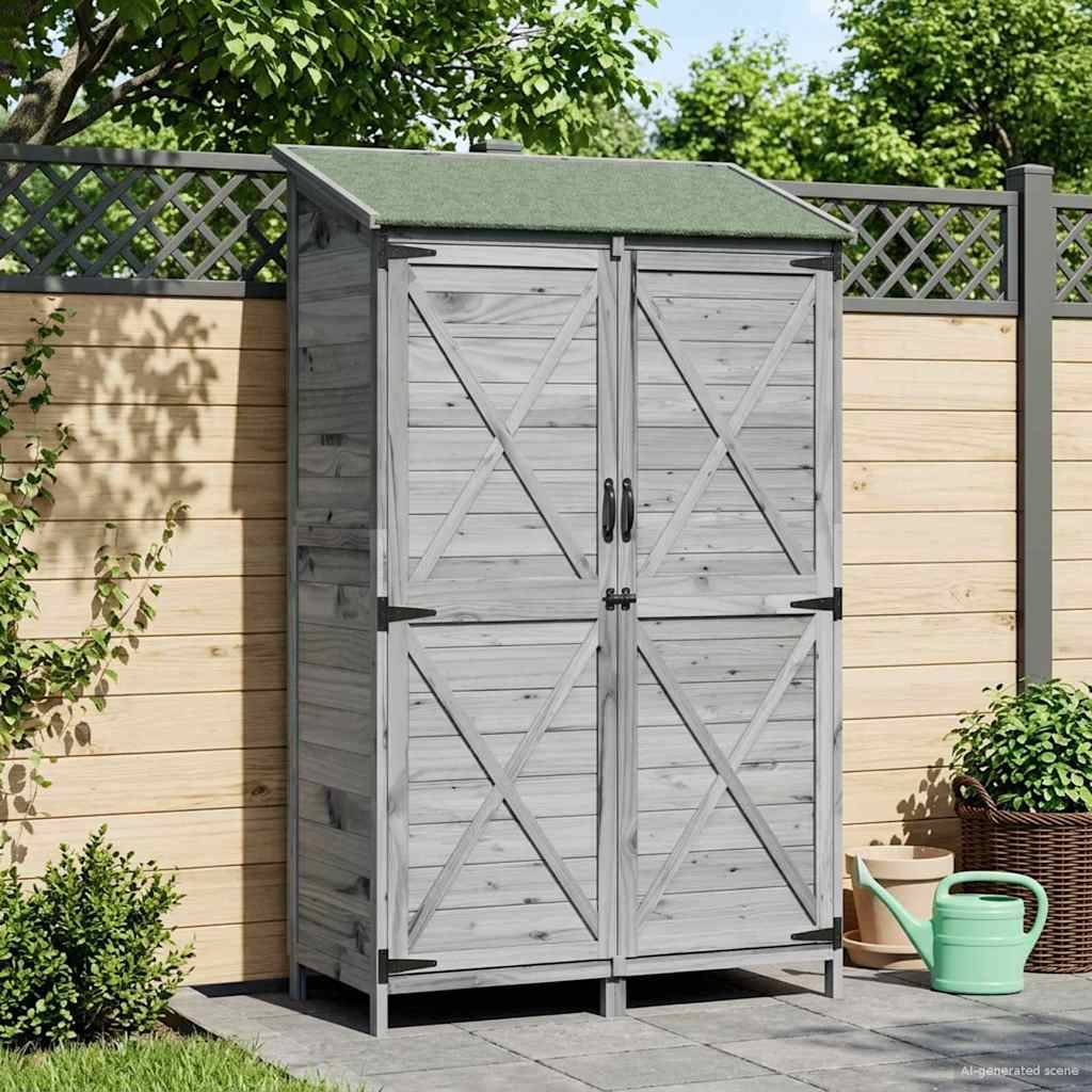 PANGIVO - Abri de jardin bois de sapin gris 106 x 56 x 176.5 cm, poids:28kg - PANGIVO - Image 3