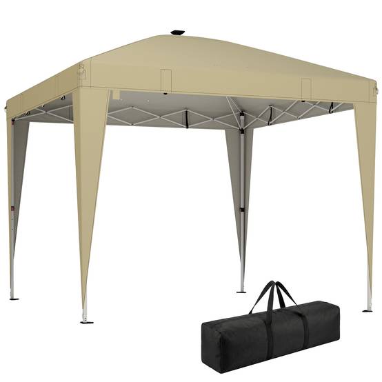 Tonnelle pliante métal et tissu Oxford crème 297 x 297 x 288 cm - PANGIVO - Image 1