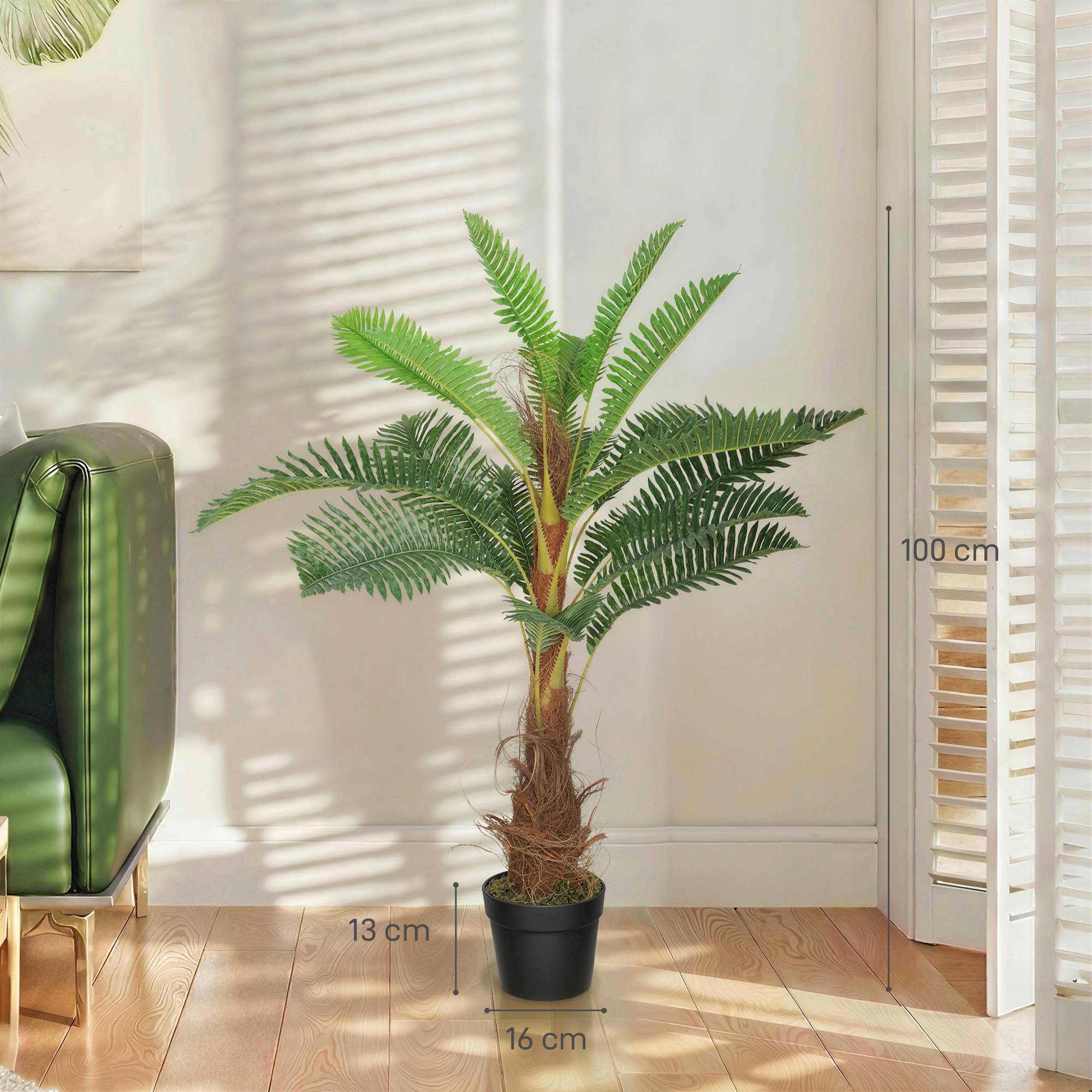 Palmier artificiel PEVA et bambou vert 16 x 16 x 100 cm - PANGIVO - Image 5