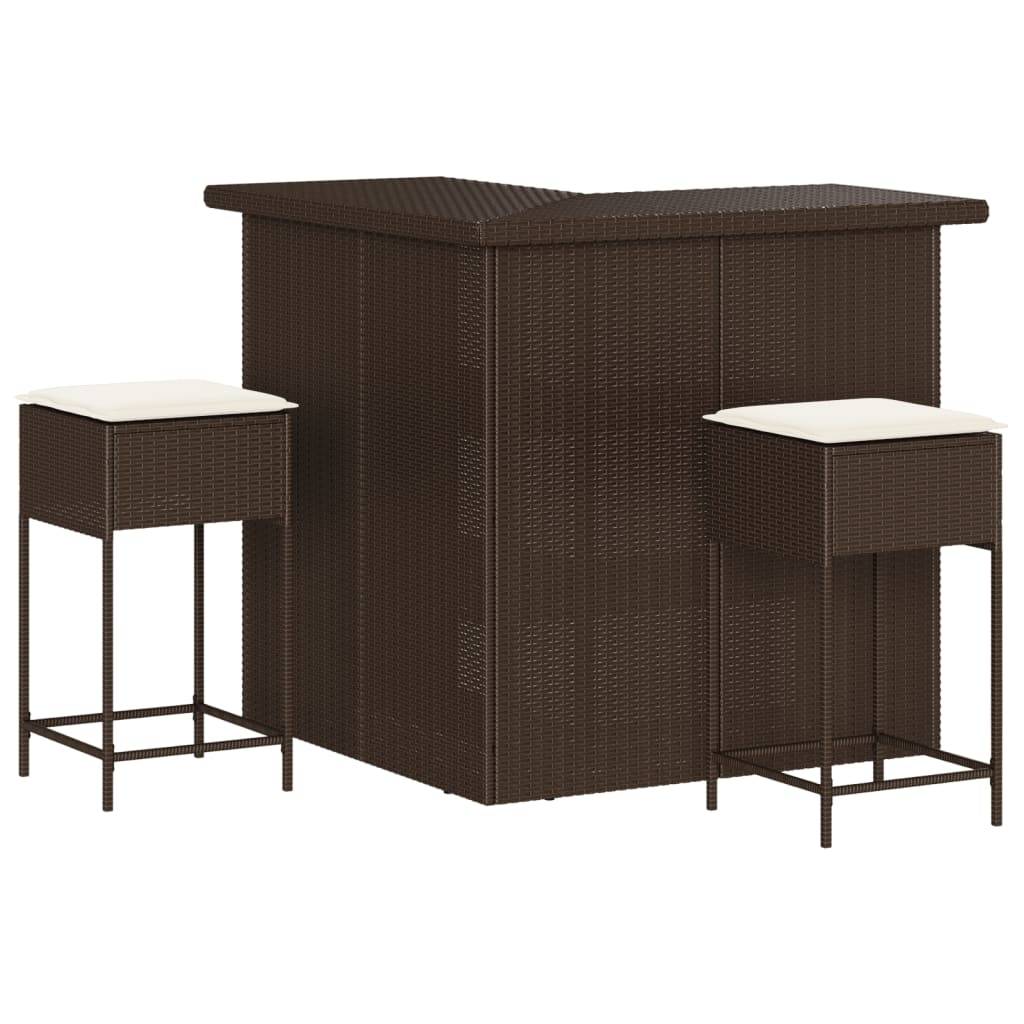 Vidaxl - Ensemble de bar de jardin 3 pcs et coussins brun résine tressée vidaXL 3261500 - Image 2