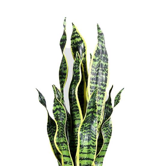 Sanseveria artificiel en pot H 65 cm en plastique vert-blanc - Image 3