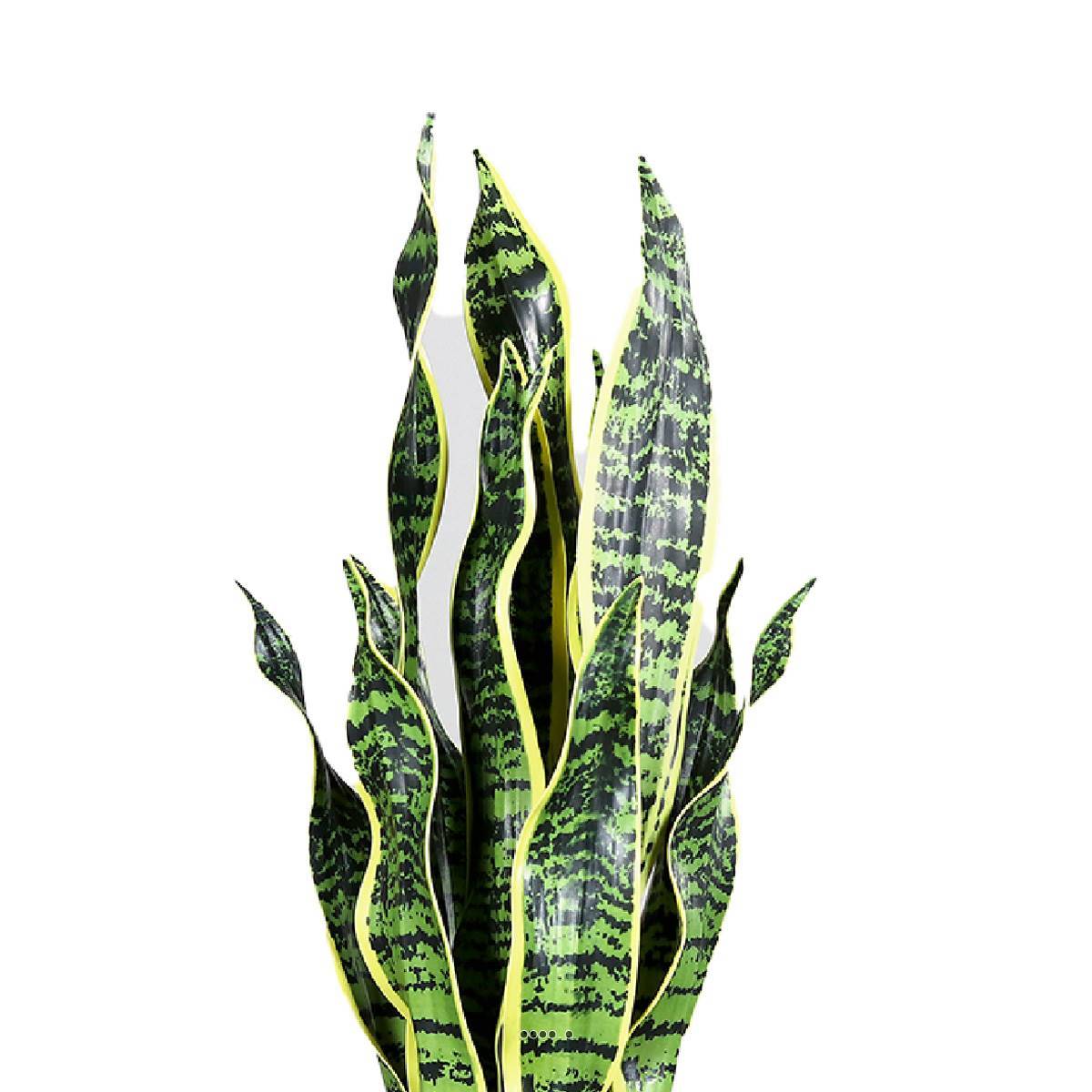 Sanseveria artificiel en pot H 65 cm en plastique vert-blanc - Image 3
