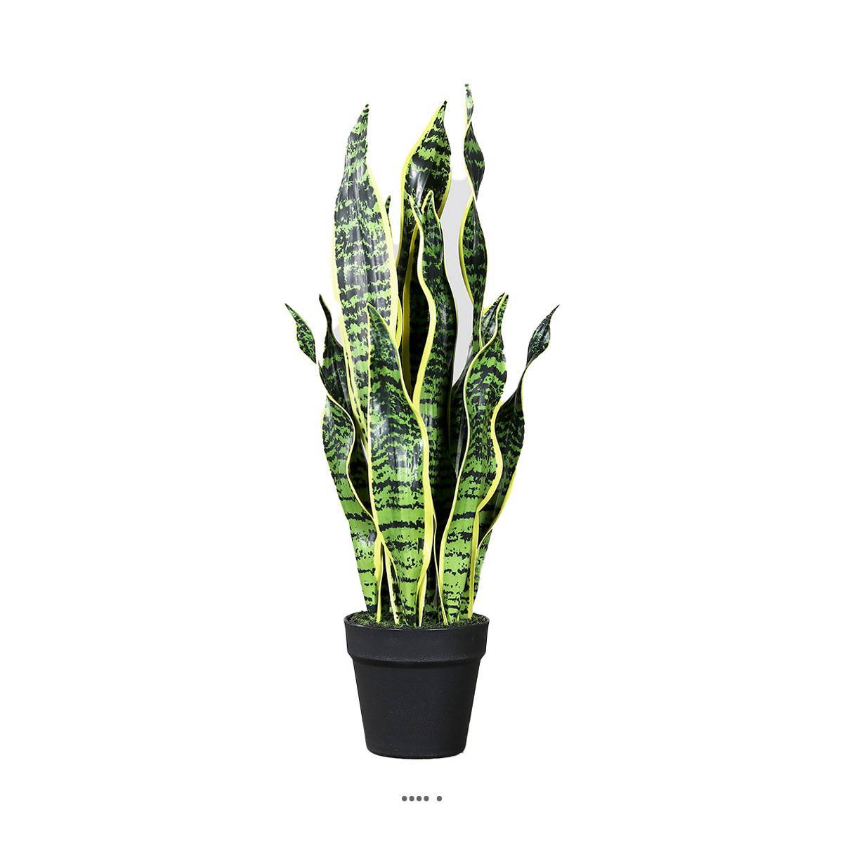 Sanseveria artificiel en pot H 65 cm en plastique vert-blanc - Image 1