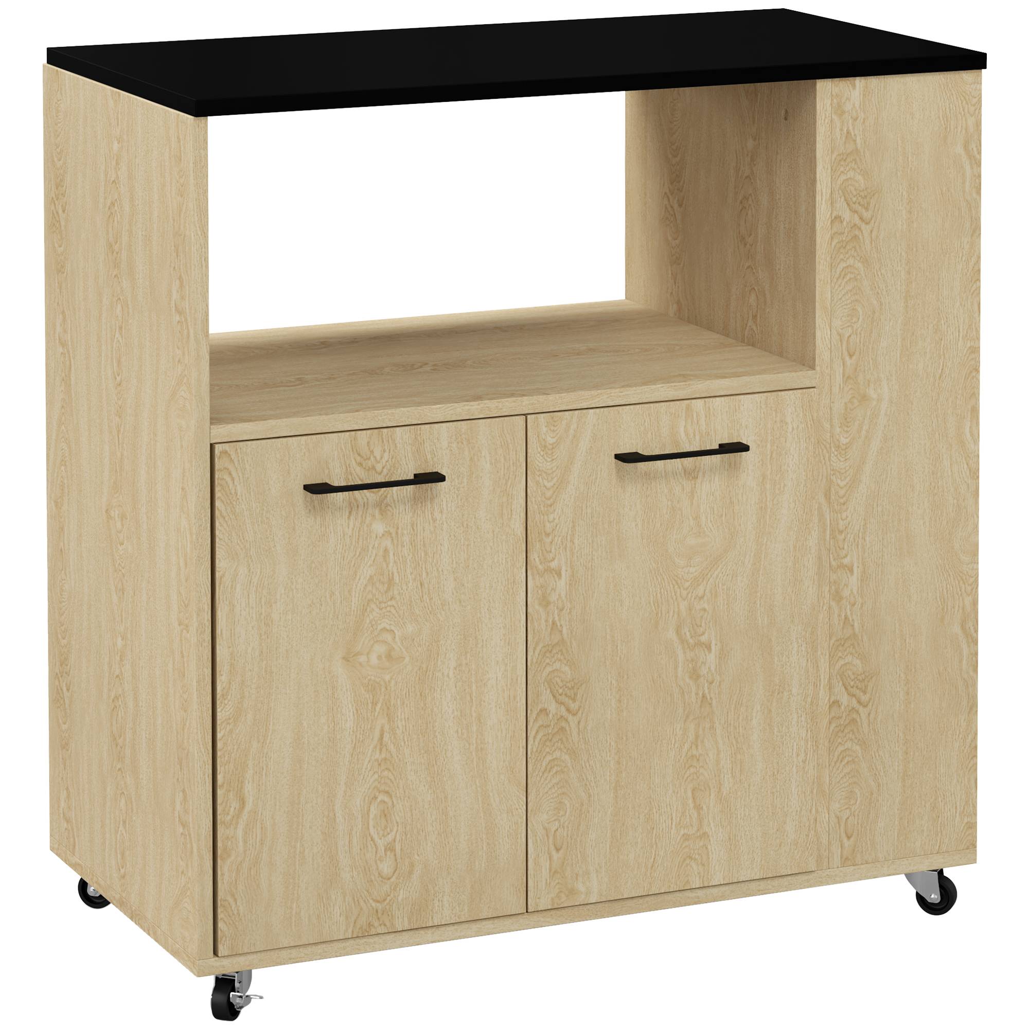 Sans Marque - Chariot cuisine 2 portes réglables Estante Species Comedor 75x40x80,5 cm Naturel - Image 2