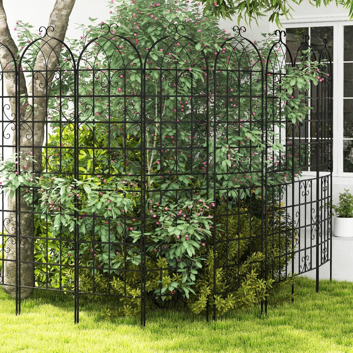 Relaxdays Lot De 2 Treillis Jardin Métal Noir 183 Cm - Espalier Robuste Pour Plantes Grimpantes, Rosiers, Clématites - Support Élégant Et Durable