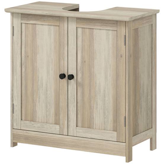 Sans Marque - Meuble sous Lavabo Salle Bain Placard 2 Portes Étagère réglable Anti-Humidité 60x30x60 cm Gris - Image 2