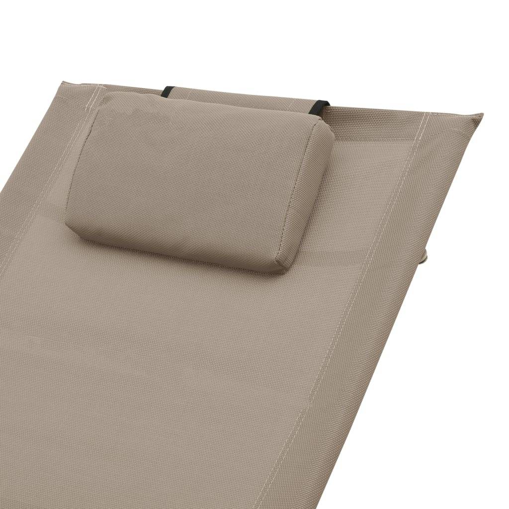 Helloshop26 - Transat chaise longue bain de soleil lit de jardin terrasse meuble d'extérieur avec oreiller taupe textilène - Imagen 5