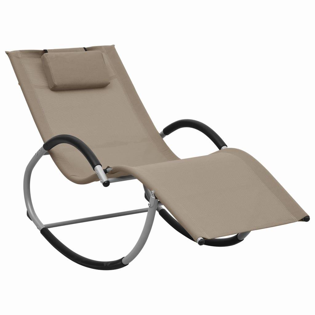 Helloshop26 - Transat chaise longue bain de soleil lit de jardin terrasse meuble d'extérieur avec oreiller taupe textilène - Imagen 1