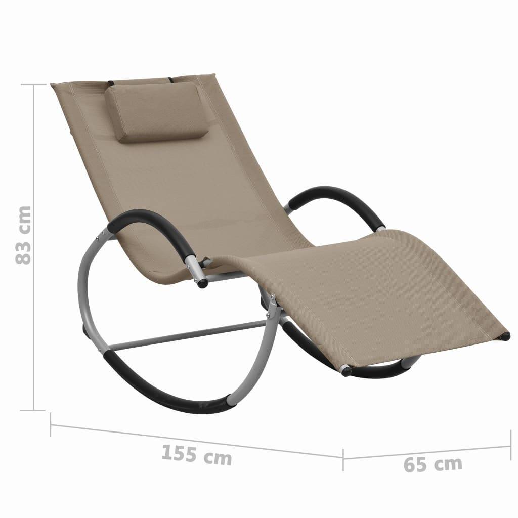 Helloshop26 - Transat chaise longue bain de soleil lit de jardin terrasse meuble d'extérieur avec oreiller taupe textilène - Imagen 6