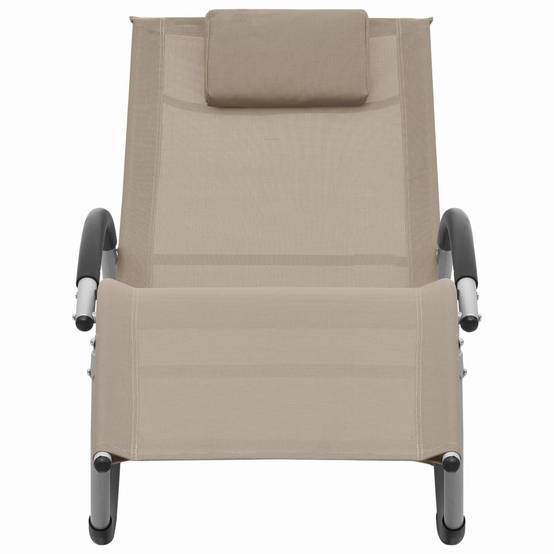 Helloshop26 - Transat chaise longue bain de soleil lit de jardin terrasse meuble d'extérieur avec oreiller taupe textilène - Imagen 2