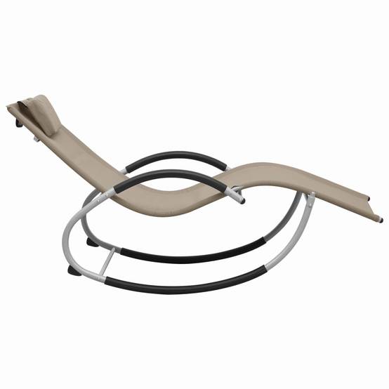 Helloshop26 - Transat chaise longue bain de soleil lit de jardin terrasse meuble d'extérieur avec oreiller taupe textilène - Imagen 3