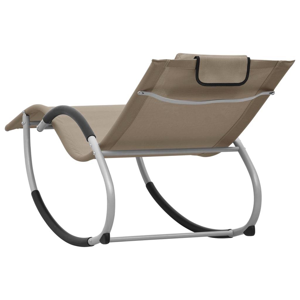 Helloshop26 - Transat chaise longue bain de soleil lit de jardin terrasse meuble d'extérieur avec oreiller taupe textilène - Imagen 4