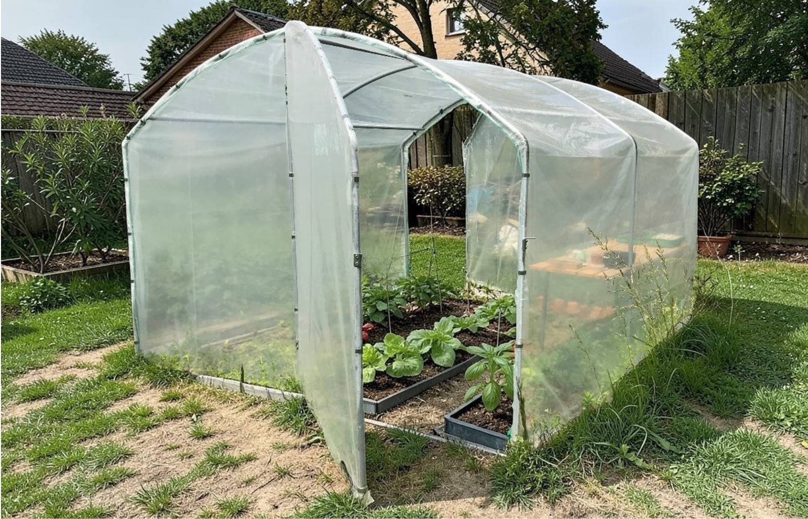 Serre tunnel de jardin - 9m² -  3 x 3 m - pieds droits - haute résistance à petit prix - LES SERRES TONNEAU