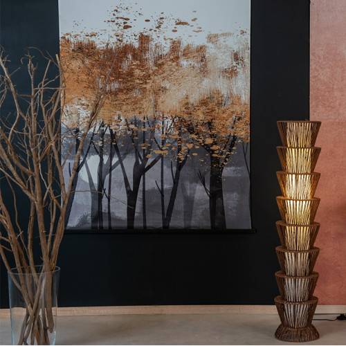 Toile Murale Kakemono suédine Arbres Gris/Or MAGNETICLAND - Imagen 2