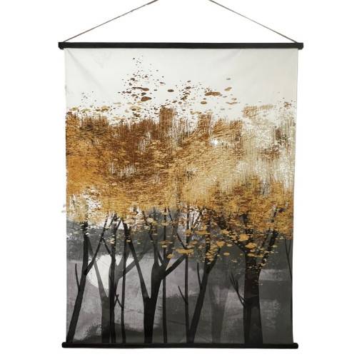Toile Murale Kakemono suédine Arbres Gris/Or MAGNETICLAND - Imagen 1