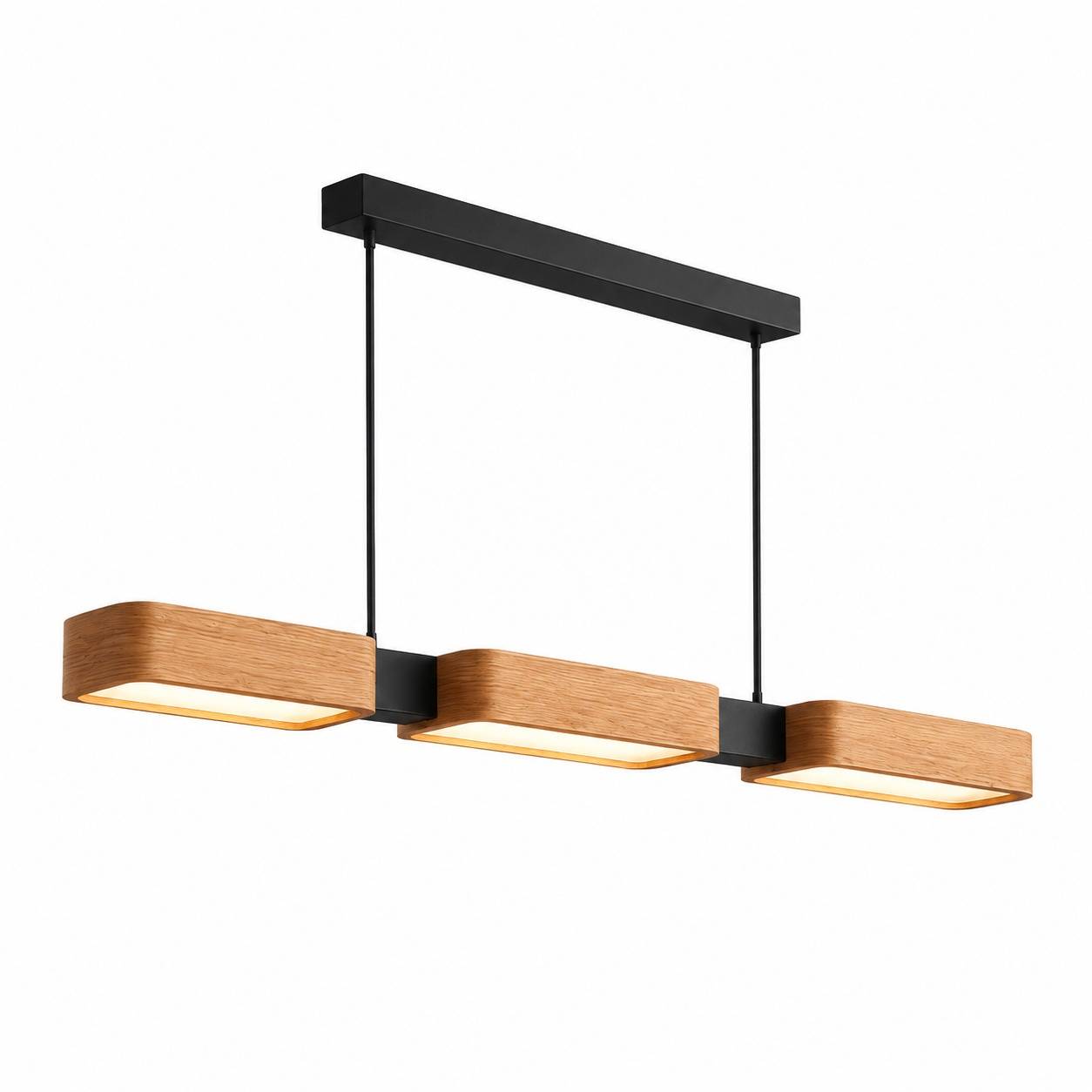 Suspension en Bois Moderne LED Dimmable avec Télécommande pour Table et Îlot - Image 1