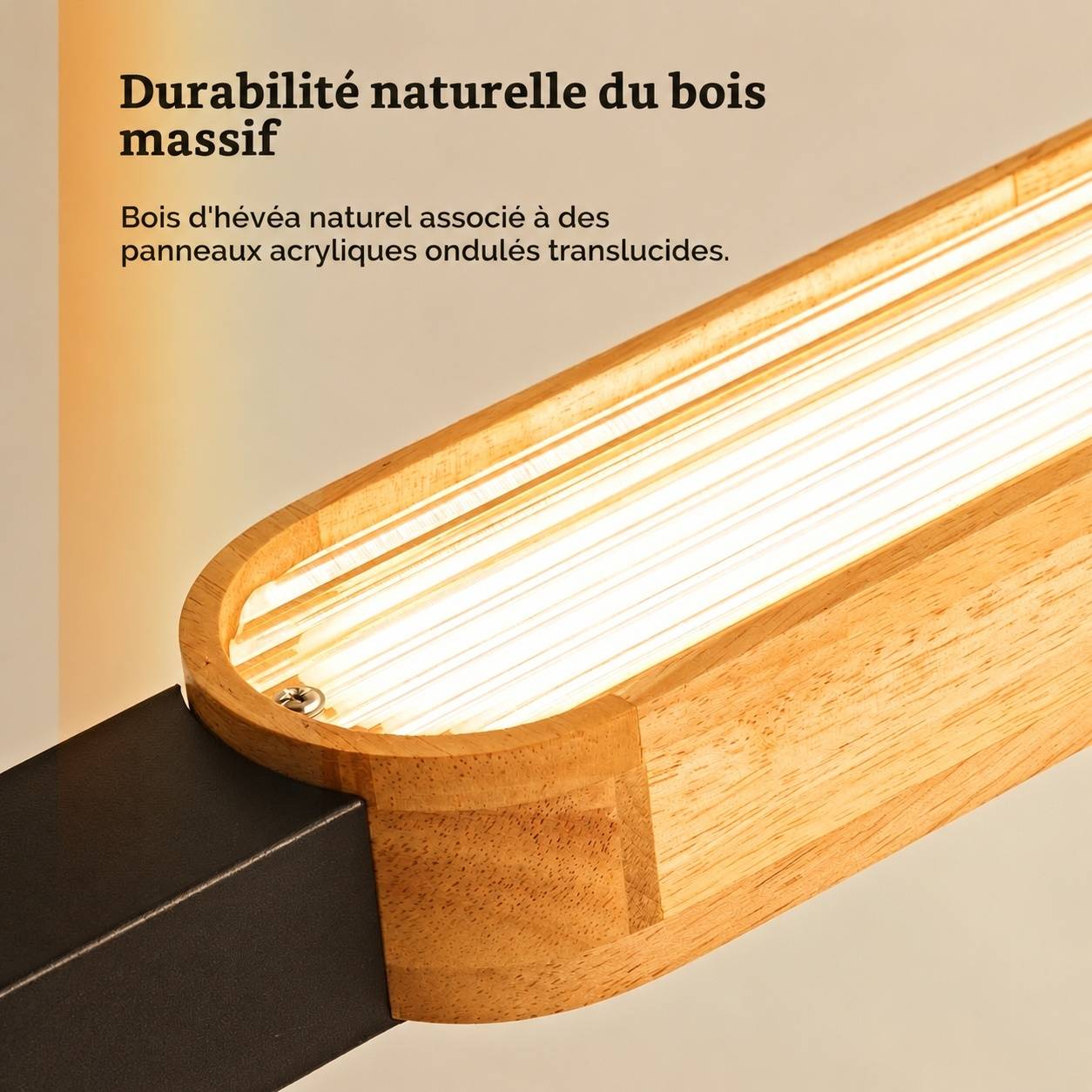 Suspension en Bois Moderne LED Dimmable avec Télécommande pour Table et Îlot - Image 4