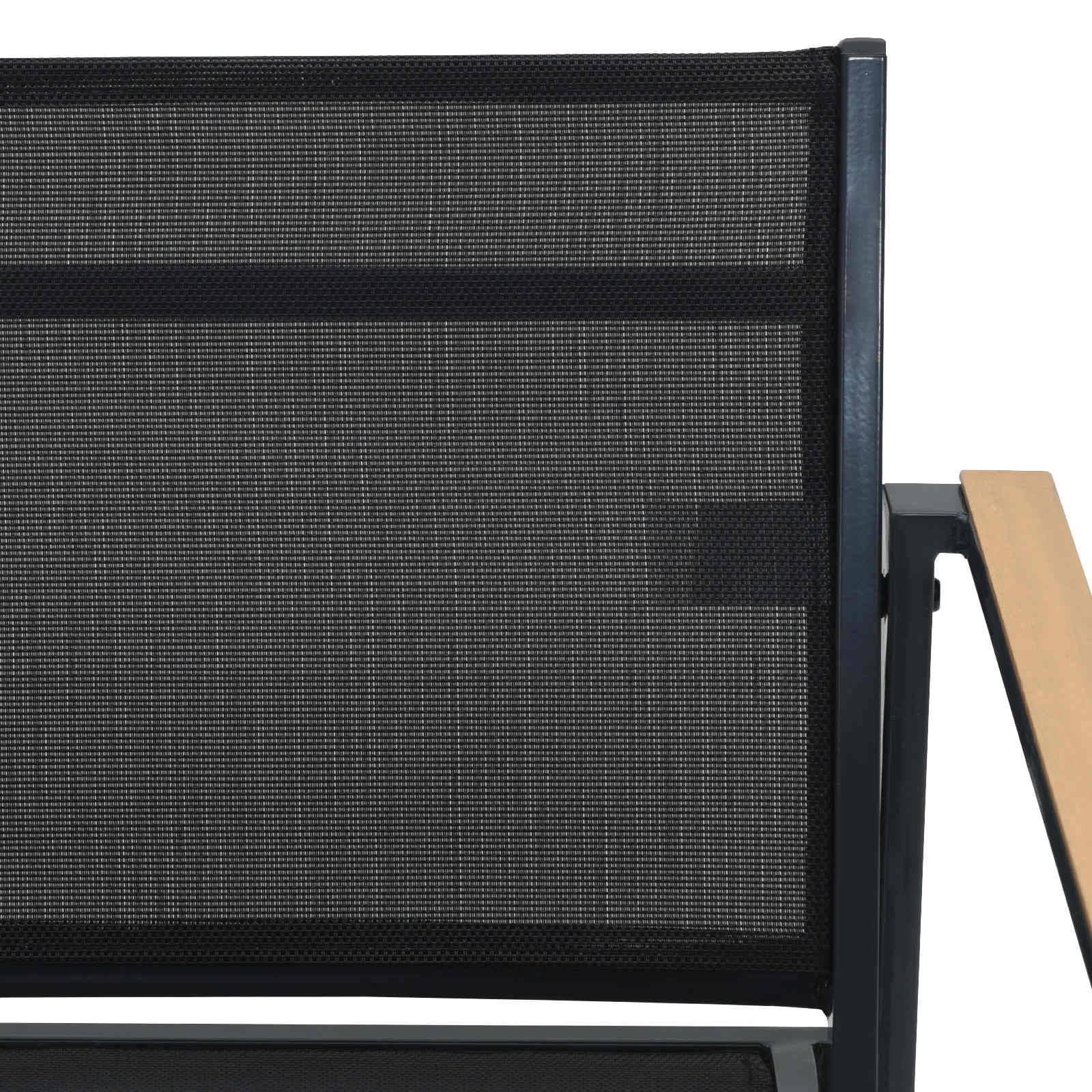 Chaises de jardin textilène noir et anthracite 53.5 x 59 x 77 cm, Poids:12.85kg - PANGIVO - Image 5