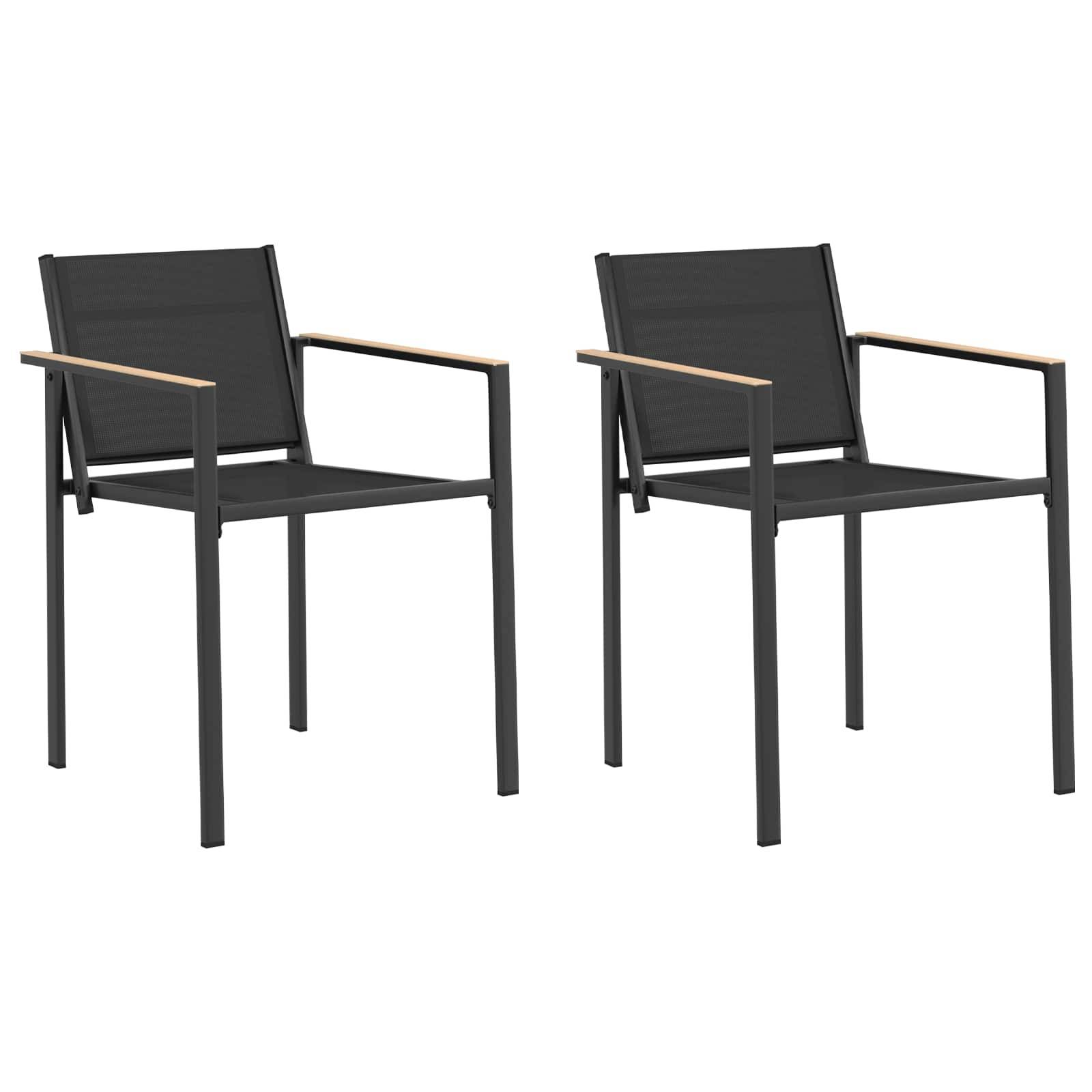 Chaises de jardin textilène noir et anthracite 53.5 x 59 x 77 cm, Poids:12.85kg - PANGIVO - Image 2