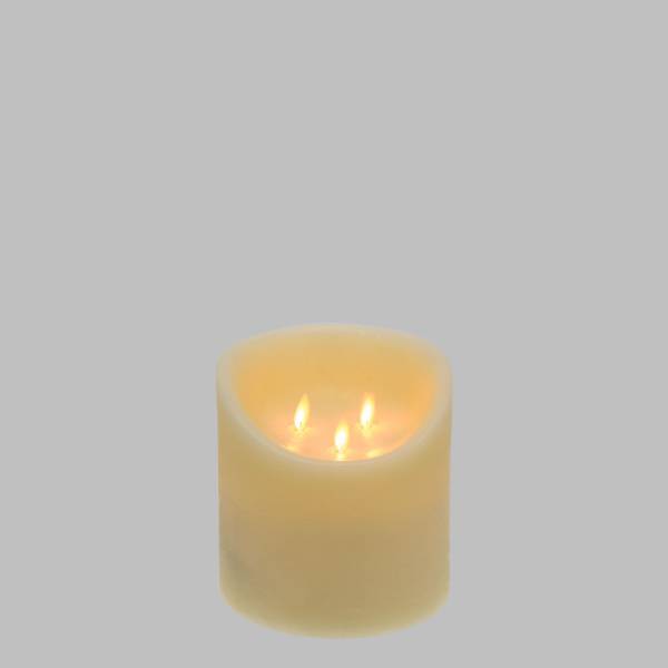 Lotti - Bougie 3 flammes LED en cire véritable Ivoire à piles H15cm Minuteur Blanc chaud Lotti - Imagen 4