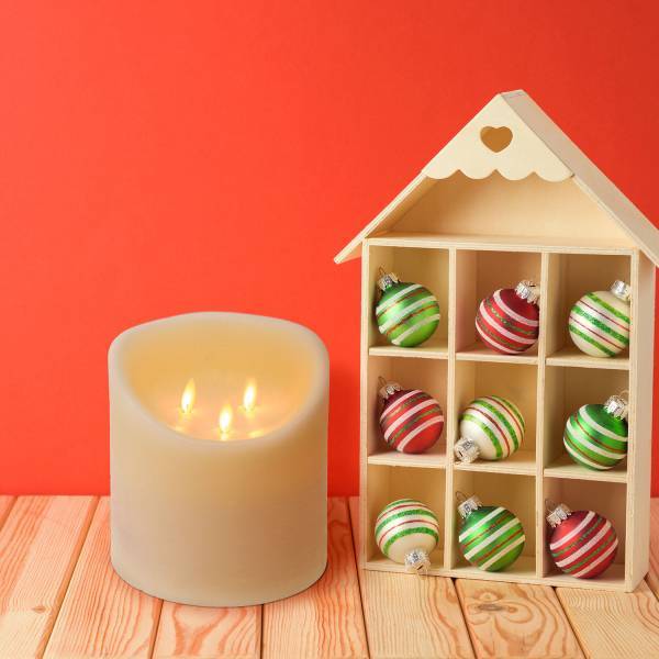 Lotti - Bougie 3 flammes LED en cire véritable Ivoire à piles H15cm Minuteur Blanc chaud Lotti - Imagen 9