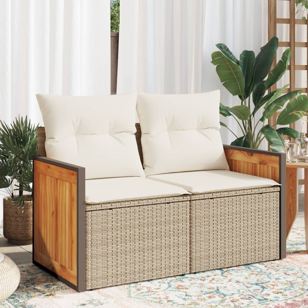 Outsunny Canapé De Jardin 2 Places En Résine Tressée Beige Avec Coussins Moelleux - Confort Boho Pour Balcon Et Terrasse