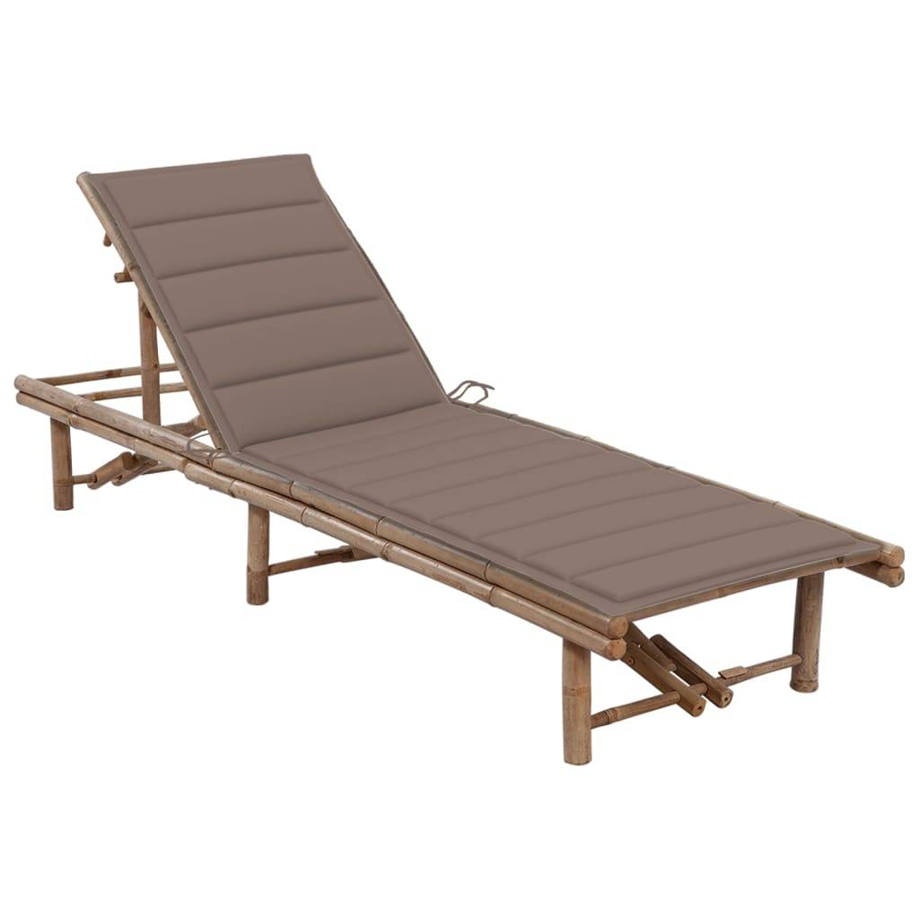 Bain de soleil - Transat - Chaise longue avec coussin Bambou - MEUBLE PRO - Image 2