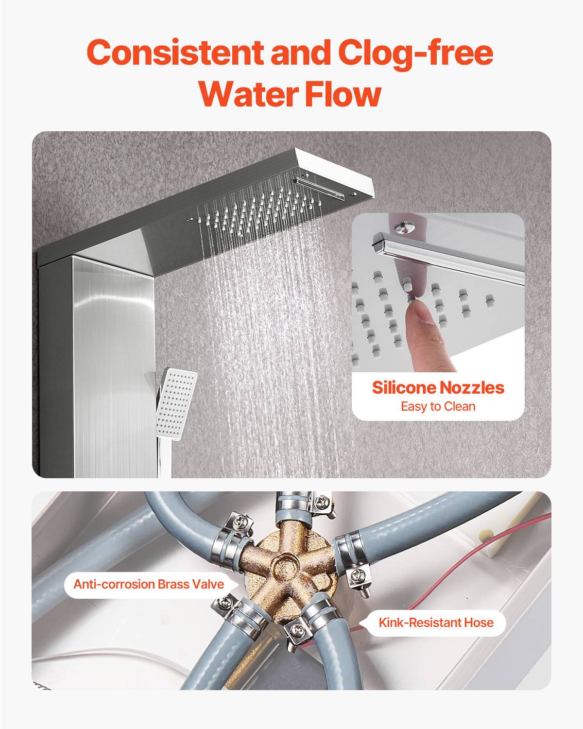 Vevor - VEVOR Colonne de douche en acier inox 5 modes avec jet de massage et effet pluie - Image 5