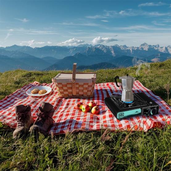Réchaud gaz Portable 2200W + 12 Cartouches gaz butane Camping Road trips Piezo Mallette Etna INTEC - Imagen 3