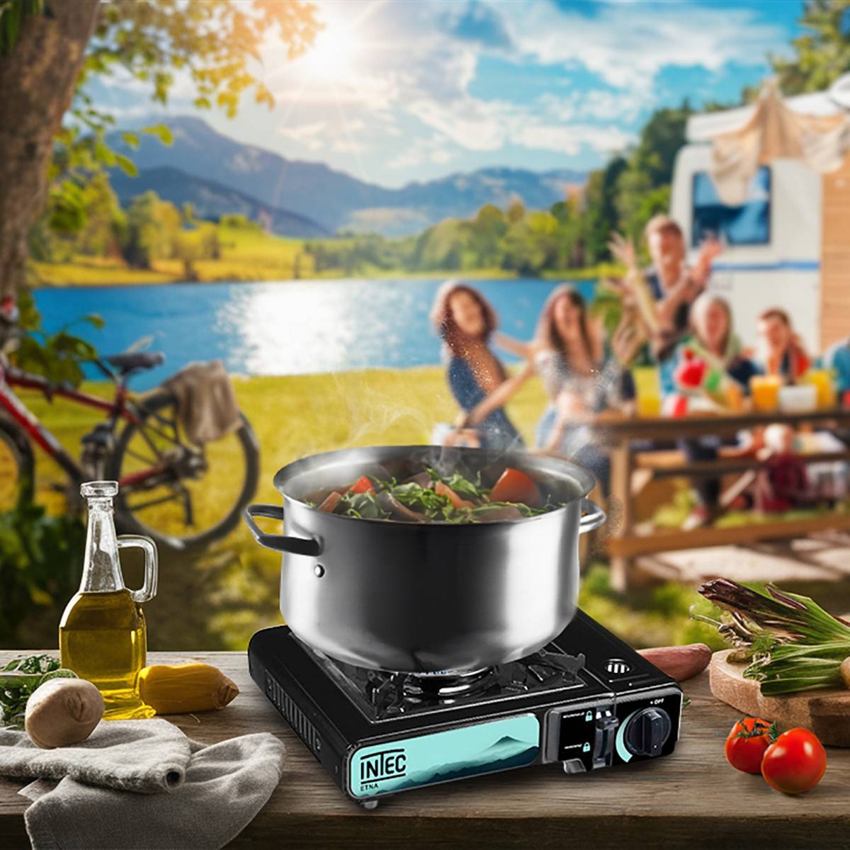 Réchaud gaz Portable 2200W + 12 Cartouches gaz butane Camping Road trips Piezo Mallette Etna INTEC - Imagen 5