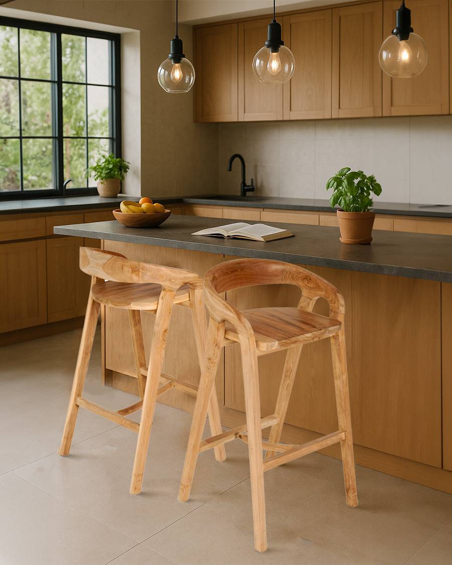 Carisma - Tabouret de bar en teck massif - UNIQKA - Imagen 2