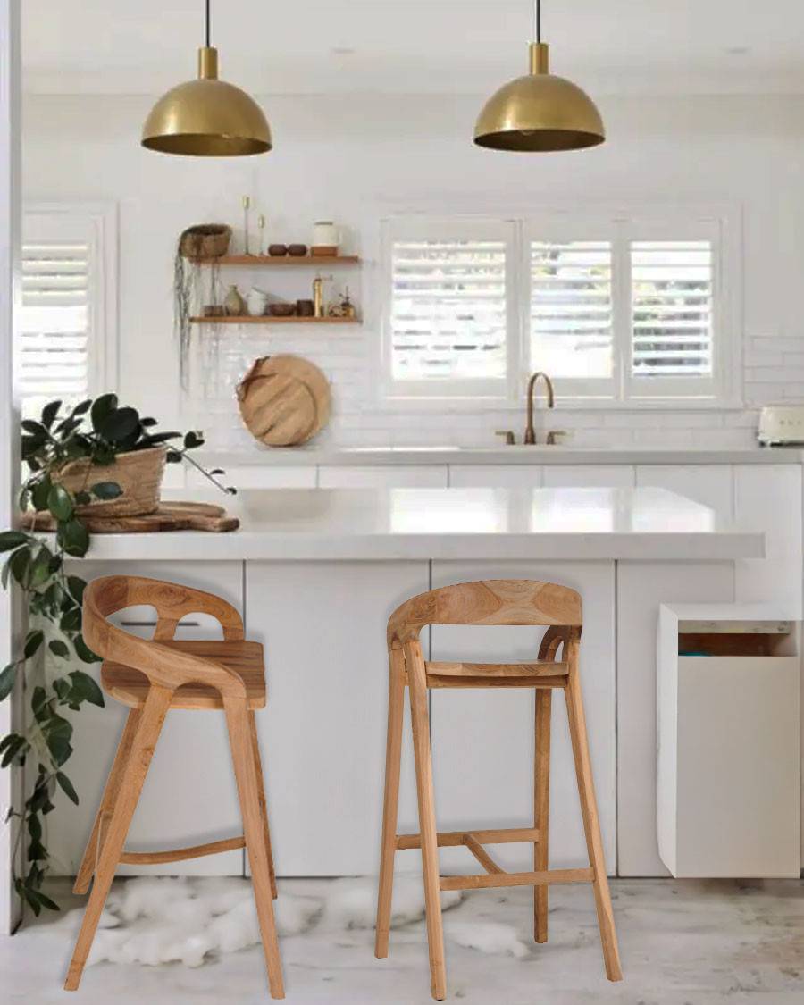 Carisma - Tabouret de bar en teck massif - UNIQKA - Imagen 1