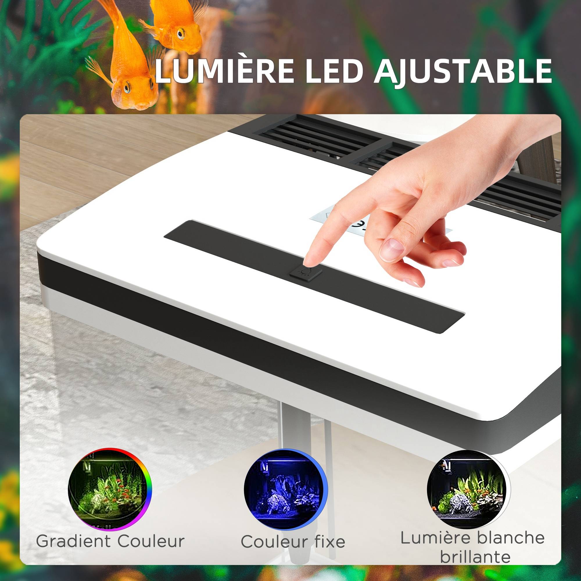 Sans Marque - Aquarium en verre avec filtre couvercle et lumière LED pour poissons capacité 28L 38 x 26 x 39,5 cm blanc - Image 7