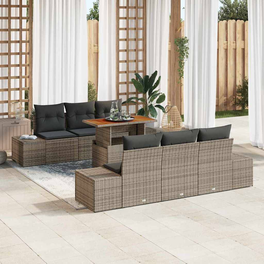 Ensemble canapé extérieur 7 pièces modulable en résine tressée avec stockage Gris – ComfortXL Outdoor Living - Image 1