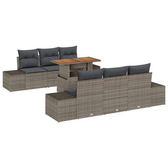 Ensemble canapé extérieur 7 pièces modulable en résine tressée avec stockage Gris – ComfortXL Outdoor Living - Image 2
