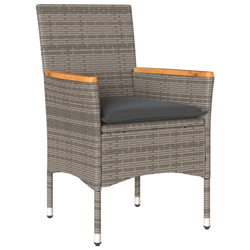 Vidaxl - Ensemble de bistro avec coussins 3 pcs-Salons de jardin gris rotin et acacia - Image 3
