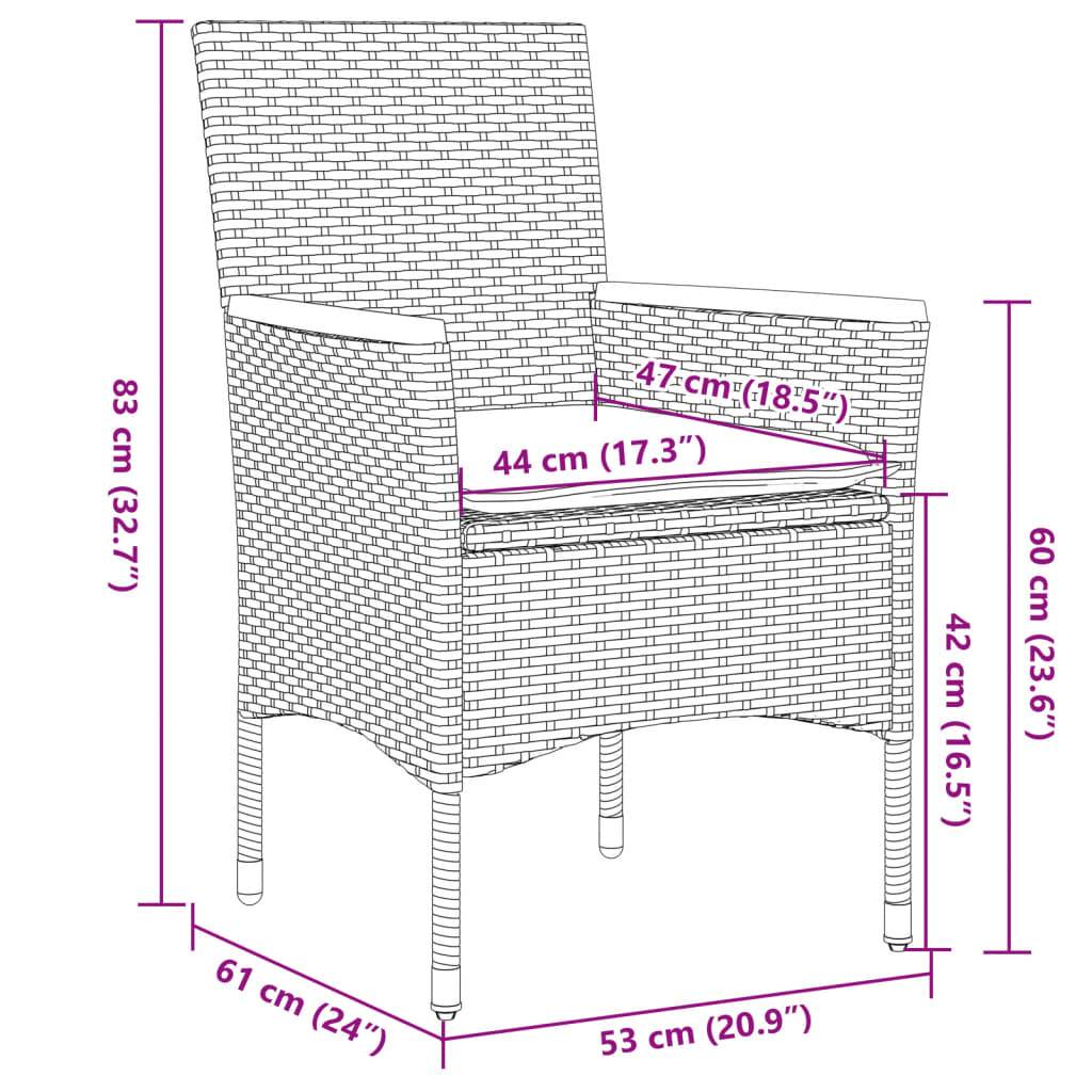 Vidaxl - Ensemble de bistro avec coussins 3 pcs-Salons de jardin gris rotin et acacia - Image 8