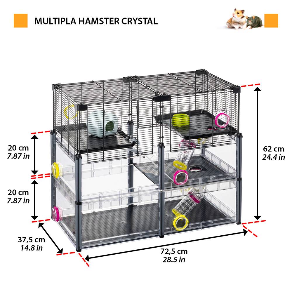 Ferplast - FERPLAST - Cage Hamster - Cage Souris - Cage Hamster Grande - Grillage Métallique - avec Accessoires - Modulaire - Multipla Hamster, 72,5 x 37,5 xh - Imagen 2