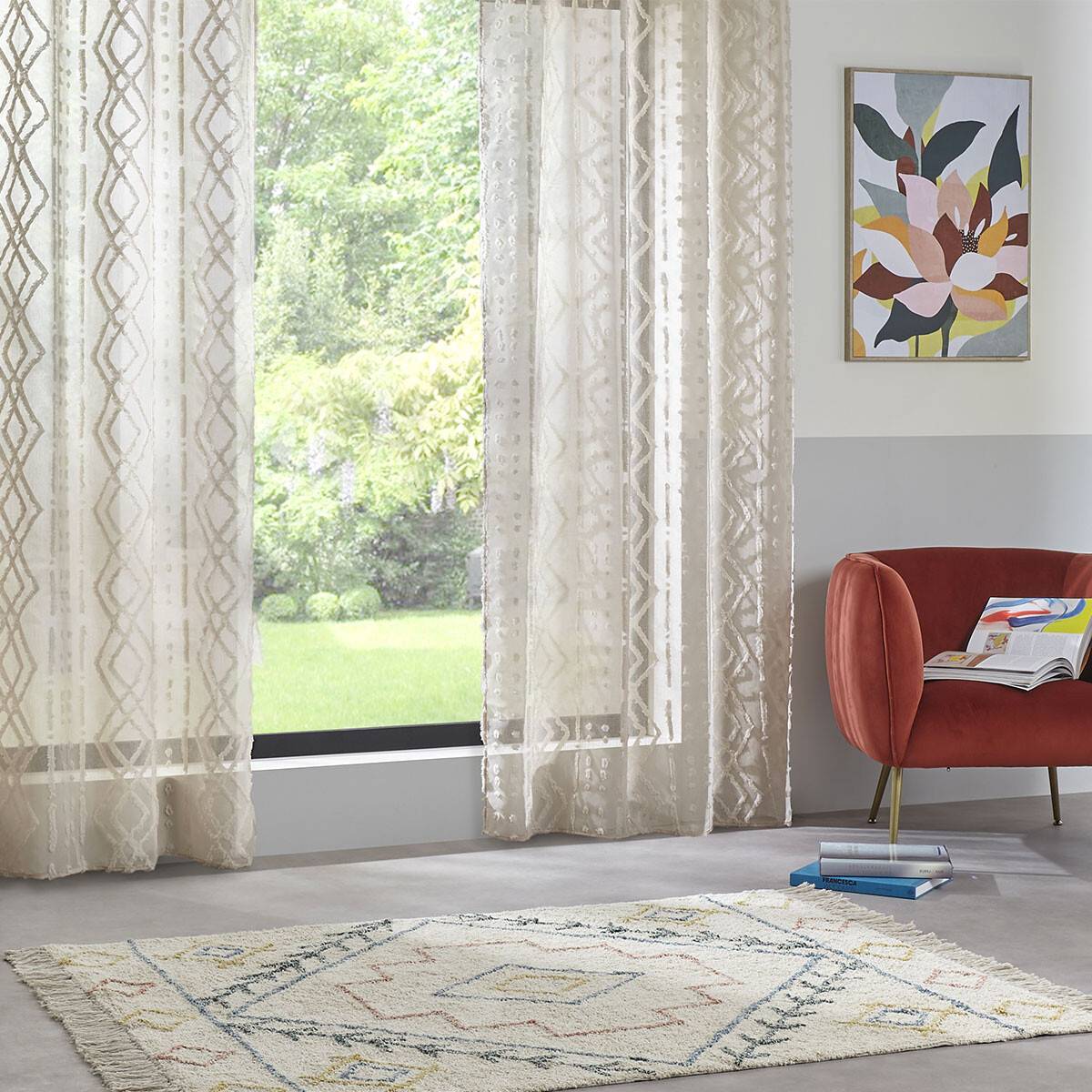 Atmosphera - Voilage "Sama" beige 140x240cm - Atmosphera Créateur d'intérieur - Imagen 1