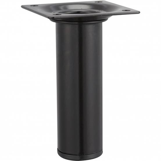 Pied de meuble cylindrique fixe acier époxy noir, 10 cm