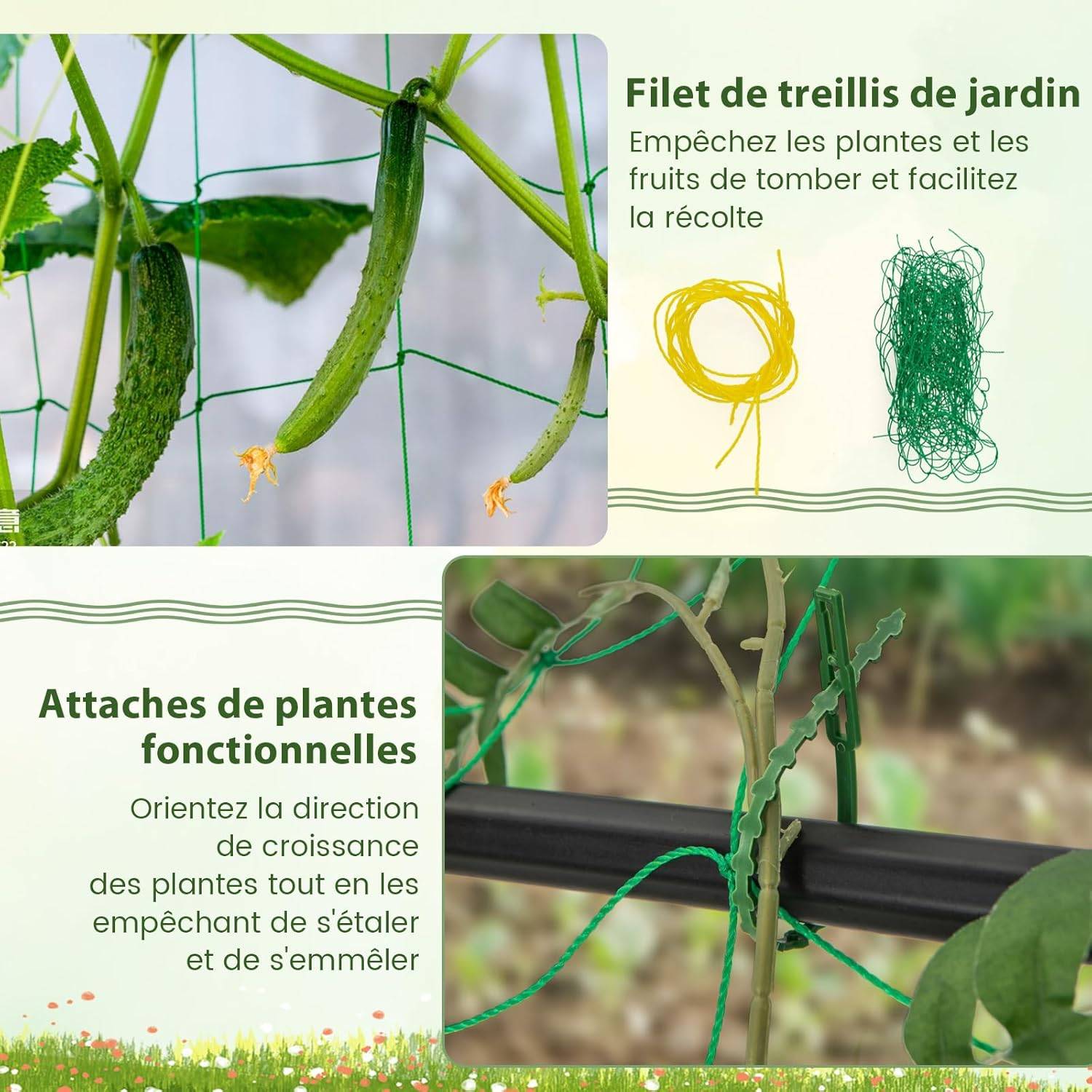 Treillis de Jardin pour Plantes Grimpantes à Cadre en ‘A’ avec Filet, Support Vertical - Image 7