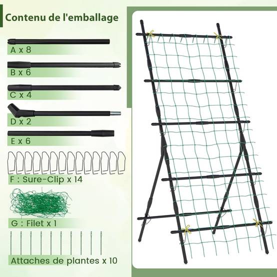 Treillis de Jardin pour Plantes Grimpantes à Cadre en ‘A’ avec Filet, Support Vertical - Image 5