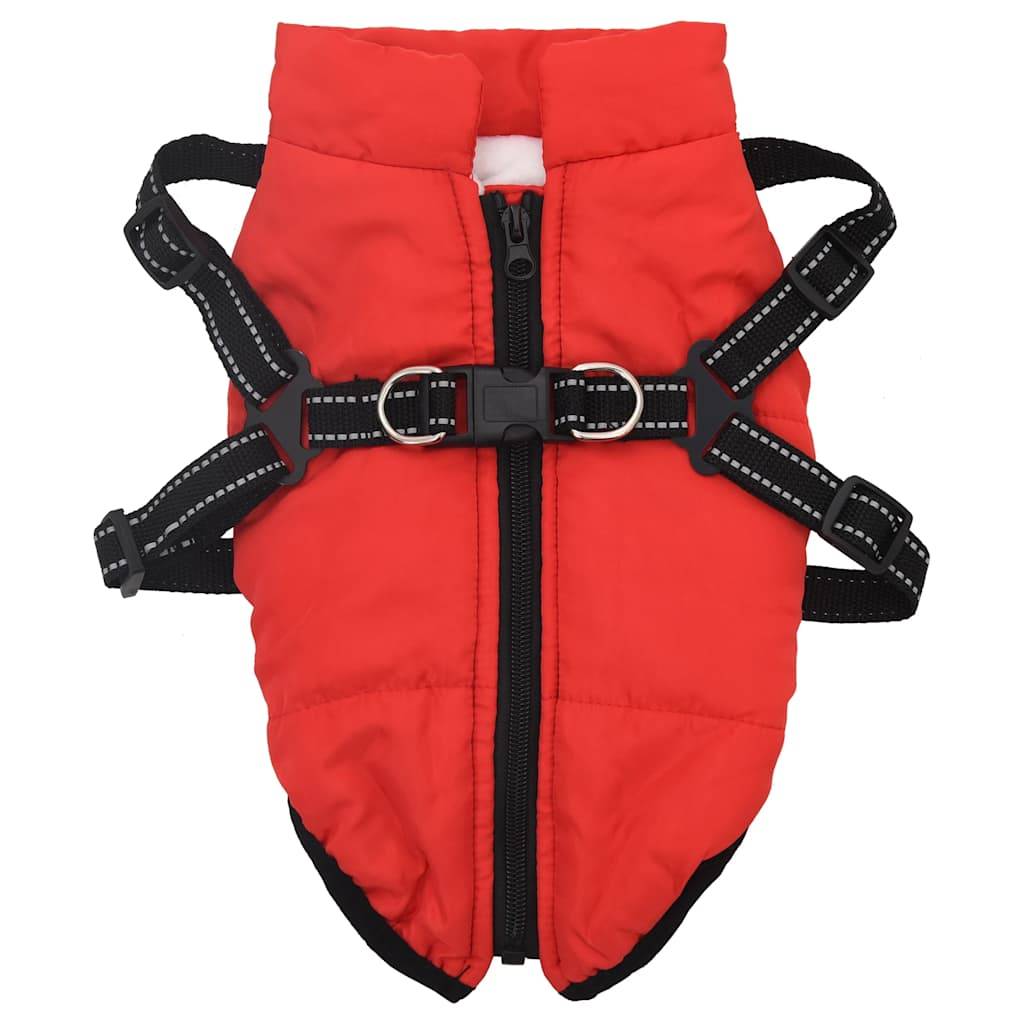 Manteau Chien Hiver Imperméable avec Harnais intégré Polaire Rouge L28 – ComfortXL Pet Living - Image 2