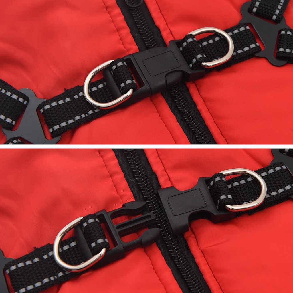 Manteau Chien Hiver Imperméable avec Harnais intégré Polaire Rouge L28 – ComfortXL Pet Living - Image 6