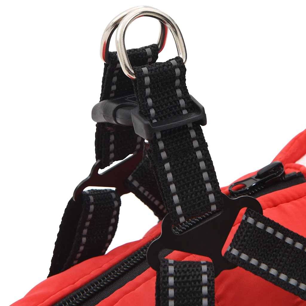 Manteau Chien Hiver Imperméable avec Harnais intégré Polaire Rouge L28 – ComfortXL Pet Living - Image 5