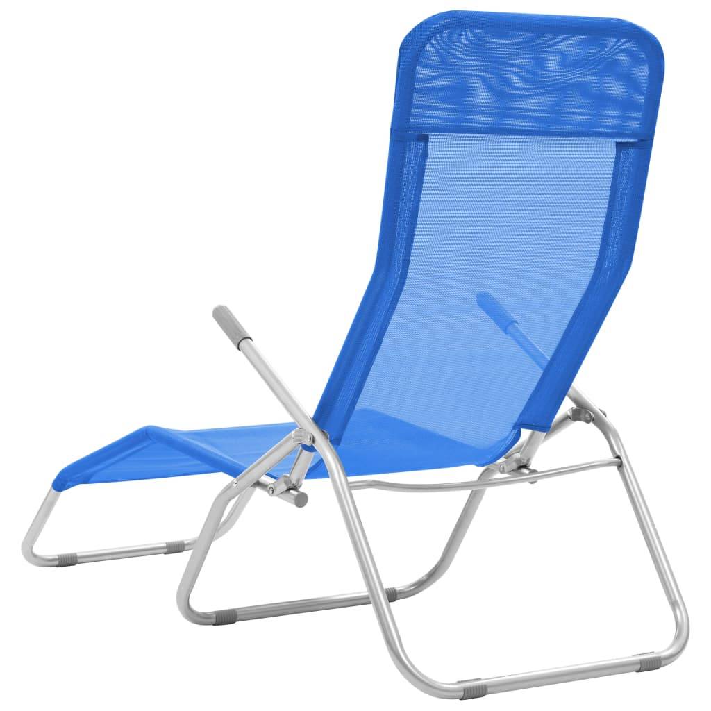 Helloshop26 - Lot de deux chaises longues pliables bleu - Imagen 4