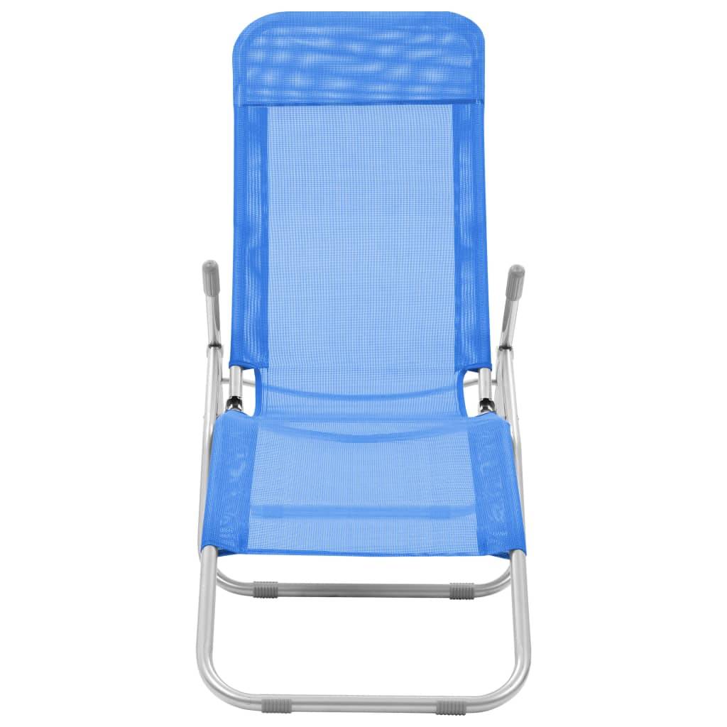 Helloshop26 - Lot de deux chaises longues pliables bleu - Imagen 3